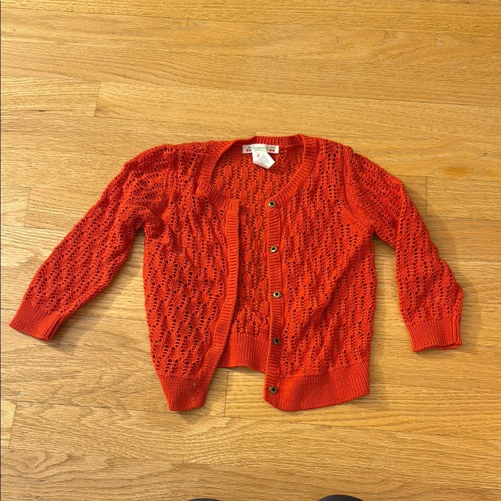 Bonpoint Red Cable Knit Sweater